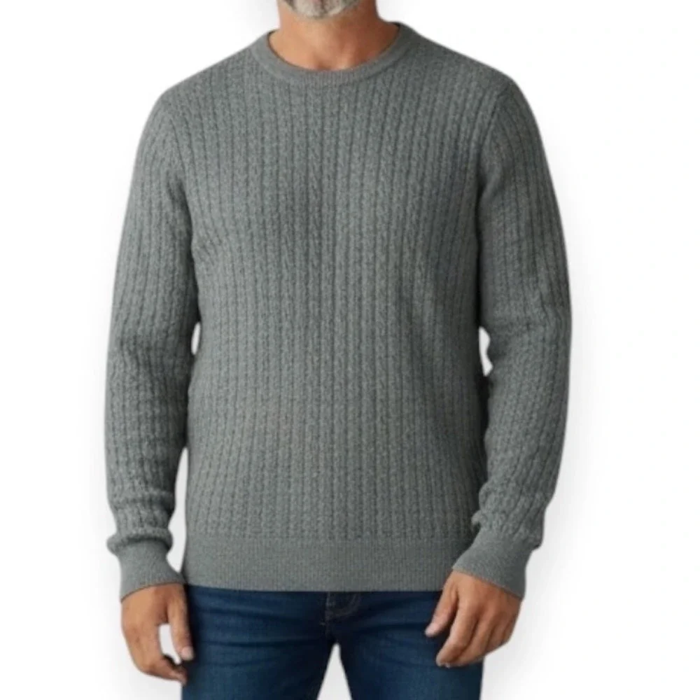 Jos. A. Bank Reserve Cotton Cashmere Preppy Sweater Grey Excellent Large Mens